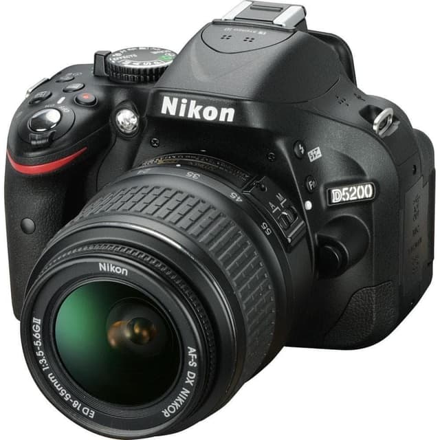 SLR D5200 - Black + Nikon AF-S DX Nikkor 18-55mm f/3.5-5.6G ED II f/3.5-5.6 de segunda mano en Camera Market