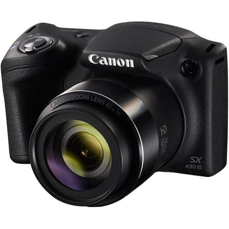 PowerShot SX430 IS Kompaktkamera – Schwarz + Canon Zoomobjektiv 45x IS 4,3–193,5 mm f/3,5–6,8
