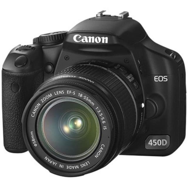 EOS 450D SLR - Schwarz + Canon EF-S 18-55mm f/3.5-5.6 IS II Objektiv · Hauptbild