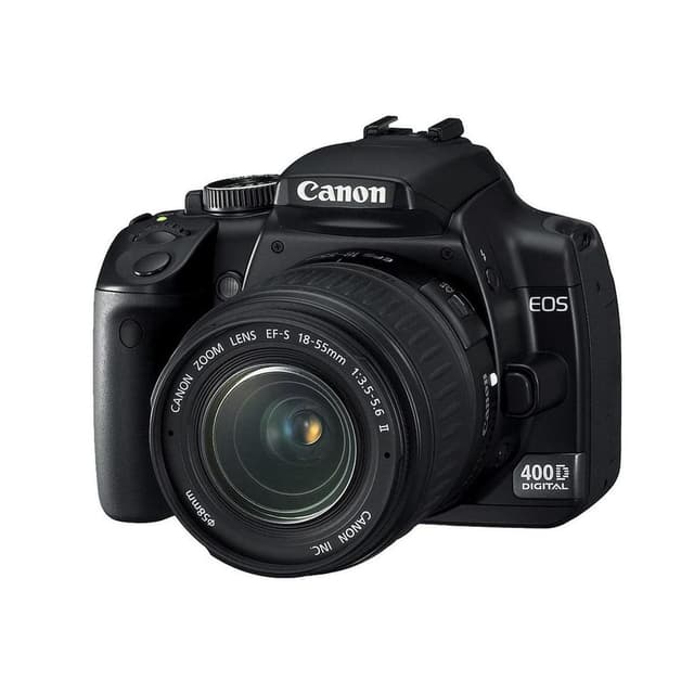 EOS 400D SLR – Schwarz + Canon Zoom-Objektiv EF-S 18-55 mm f/3.5-5.6 II · Hauptbild