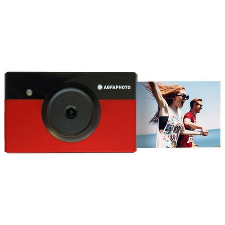 Realipix Mini S Sofortbildkamera - Schwarz/Rot + Agfaphoto 25,4 mm f/2,2 Objektiv