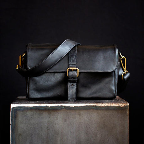 Paris Black Leather Camera Bag