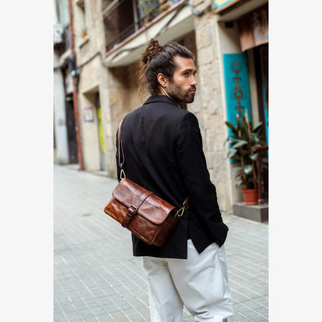 Paris Cognac Leder Kameratasche