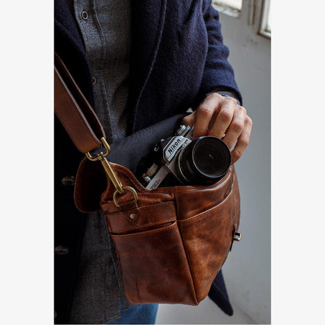 Paris Cognac Leder Kameratasche