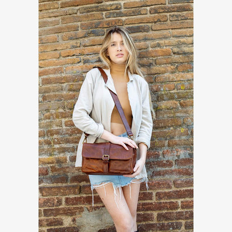 Paris Cognac Leder Kameratasche