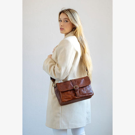 Paris Cognac Leder Kameratasche