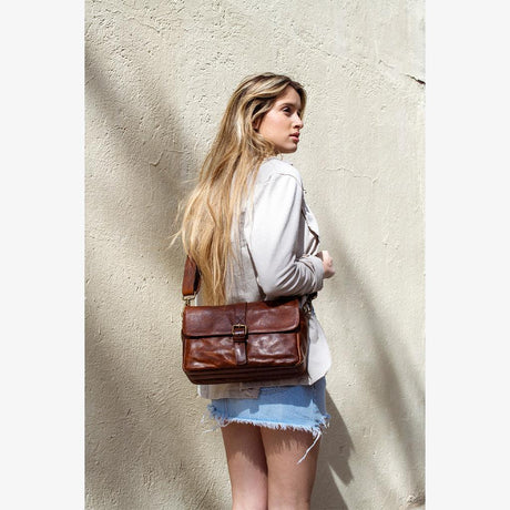 Paris Cognac Leder Kameratasche