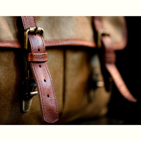 **Roma Olive Green Waxed Canvas Camera Bag**