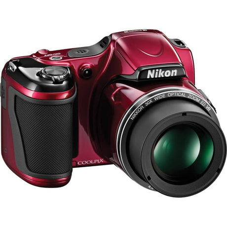 Coolpix L820 Bridge-Kamera – Rot + Nikon Nikkor 30-fach Weitwinkel-Zoom ED VR 22,5–675 mm f/3–5,8