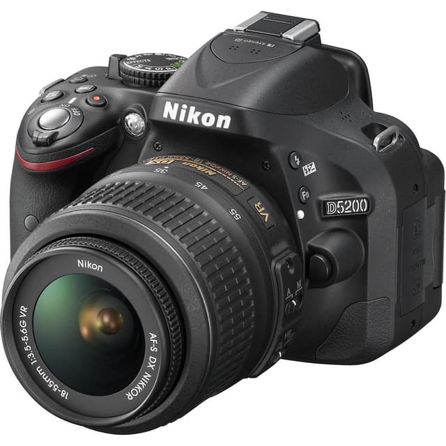 SLR D5200 - Black + Nikon AF-S DX Nikkor 18-55mm f/3.5-5.6G ED VR f/3.5-5.6 de segunda mano en Camera Market